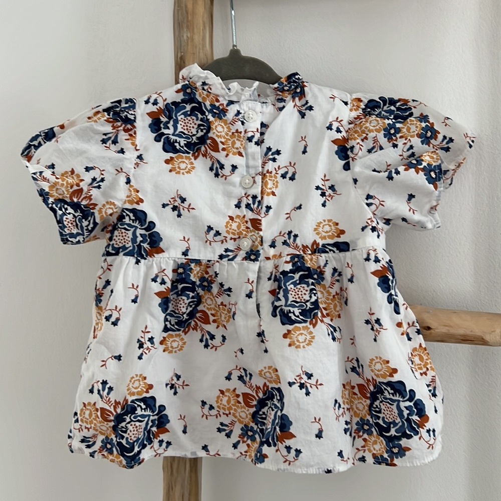 Janie and Jack Floral Smocked Flutter Sleeve Top Size 18-24 month - Picture 3 of 3